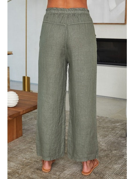 Linen Drawstring Pants With Pockets