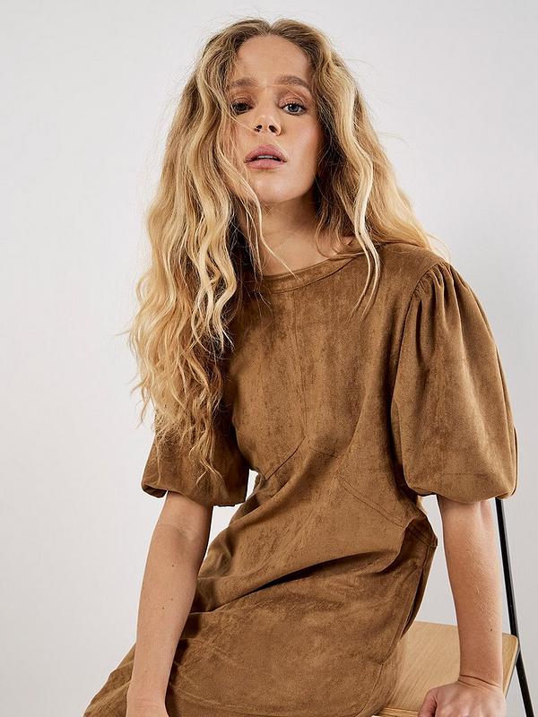 Suede Mini Puff Sleeve Dress | Love, JUDE Clothing Suede Mini Puff Sleeve Dress | Love, JUDE Clothing