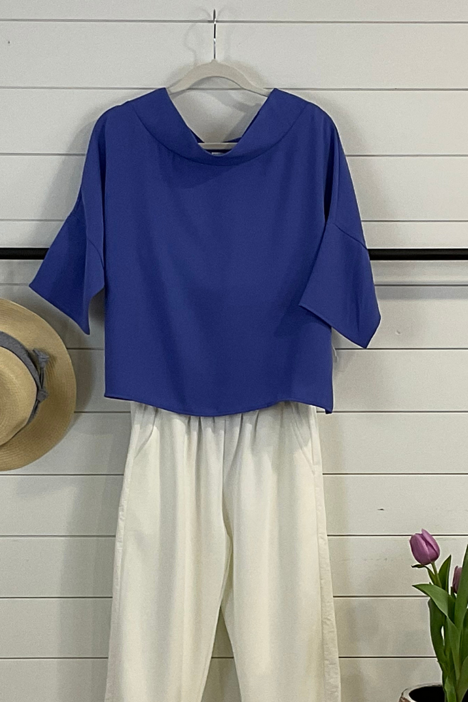 Audrey boat neck top in blue from Love, JUDE Clothing