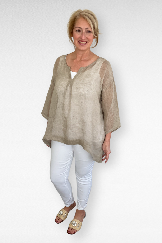 Boxy, lightweight linen top in natural from Love, JUDE Clothing