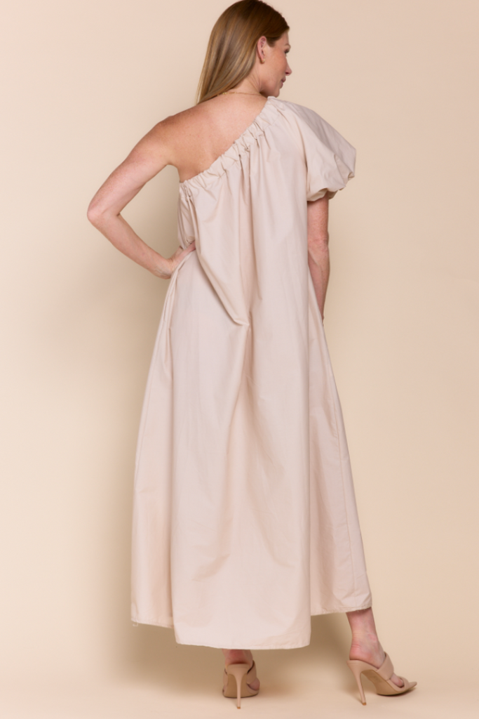 Blaire One Shoulder Poplin Maxi Dress