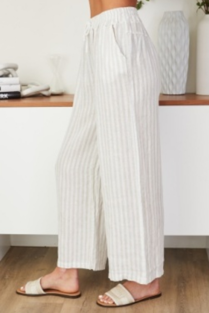 Striped Wide Leg Linen Pants