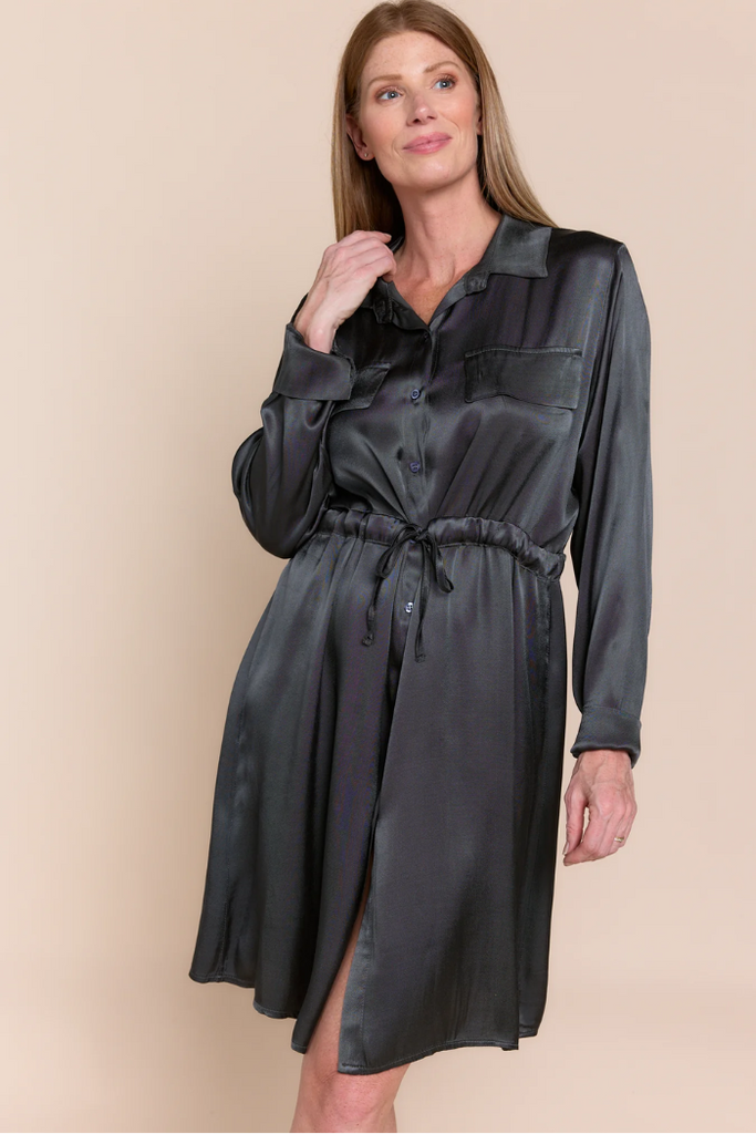 Elizabeth Satin Shirt Dress