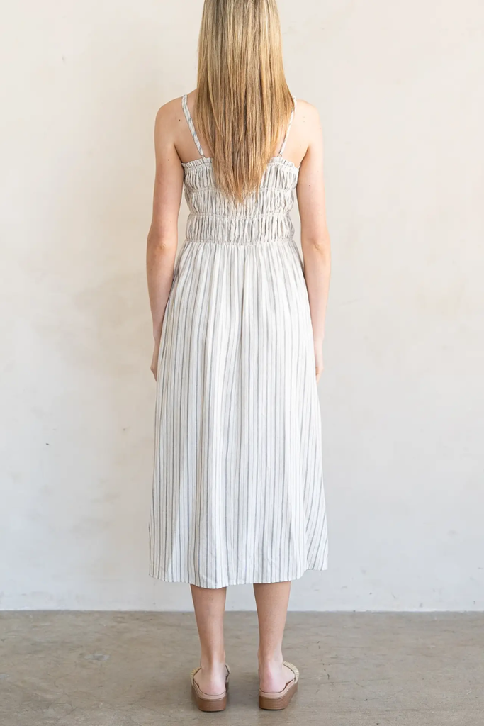 smocked linen midi dress Alila Smocked Linen Midi Dress