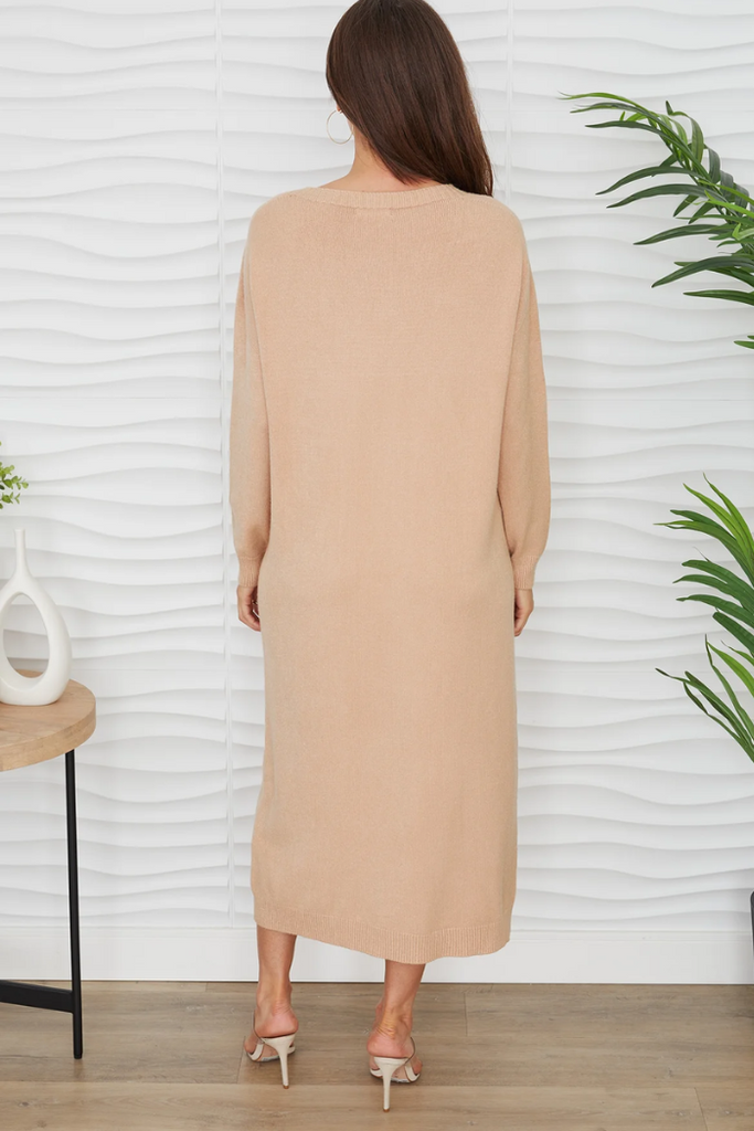 Boatneck Knit Maxi Sweater Dress