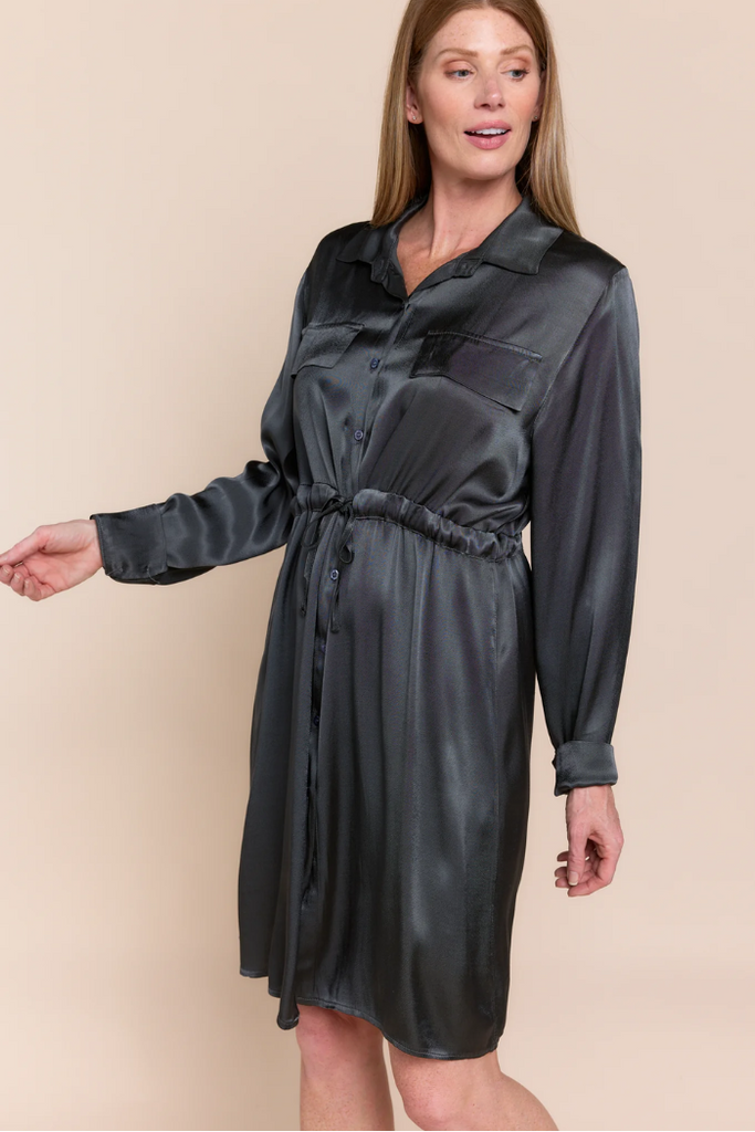 Elizabeth Satin Shirt Dress