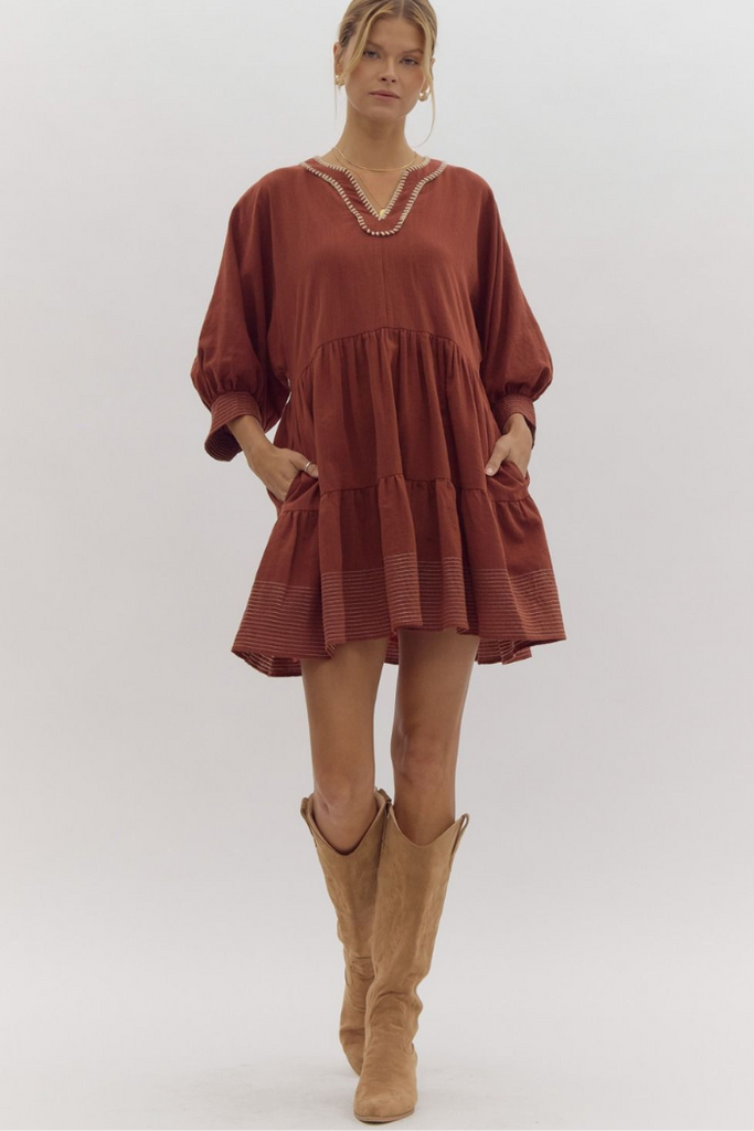 Tiered Pullover Mini Dress