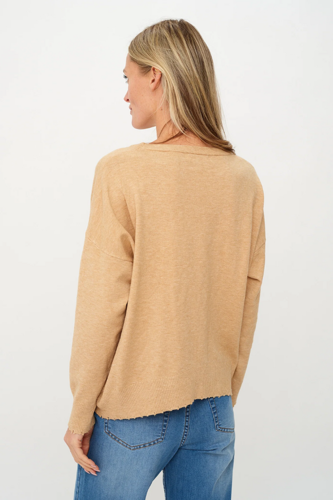 Angii Frayed Crew Neck Sweater