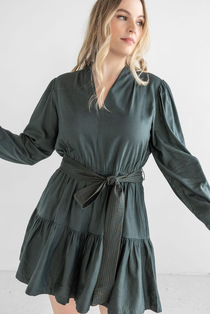 Lilla P Long Sleeve Split Neck Peplum Dress | Love, JUDE Clothing Lilla P Long Sleeve Split Neck Peplum Dress | Love, JUDE Clothing