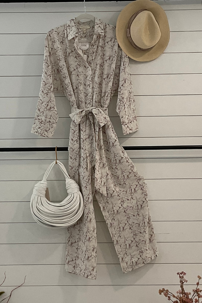 Long-Sleeved Floral Print Jumpsuit