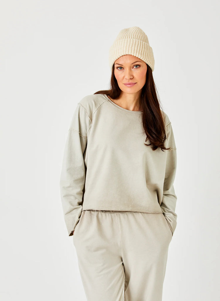 Jesteena Distressed Crop Sweatshirt