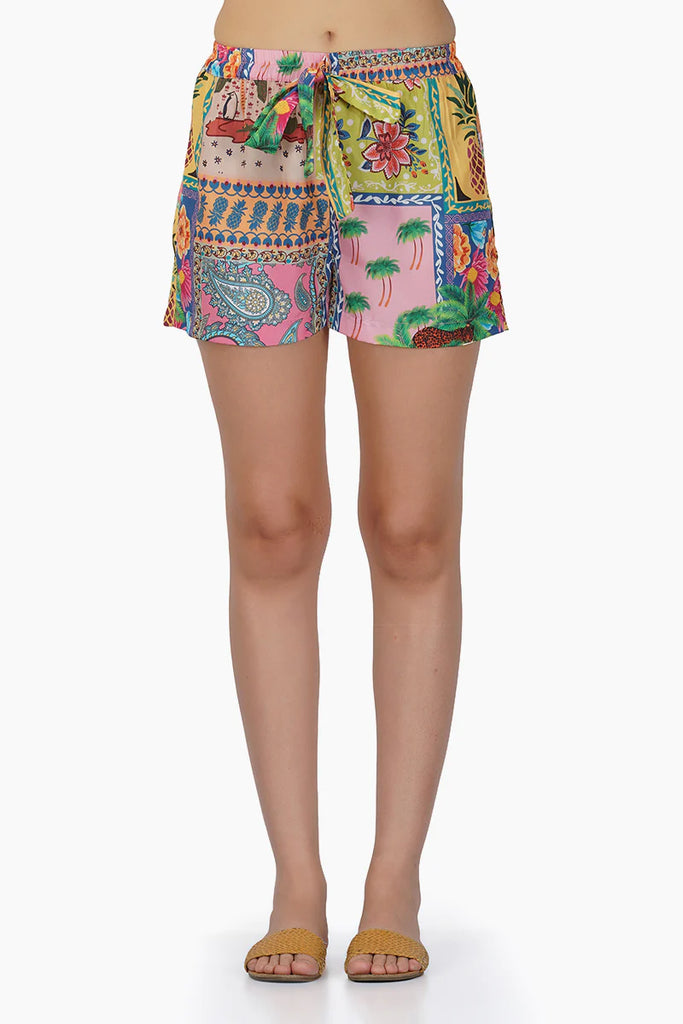 Macaw Pineapple Silk Shorts
