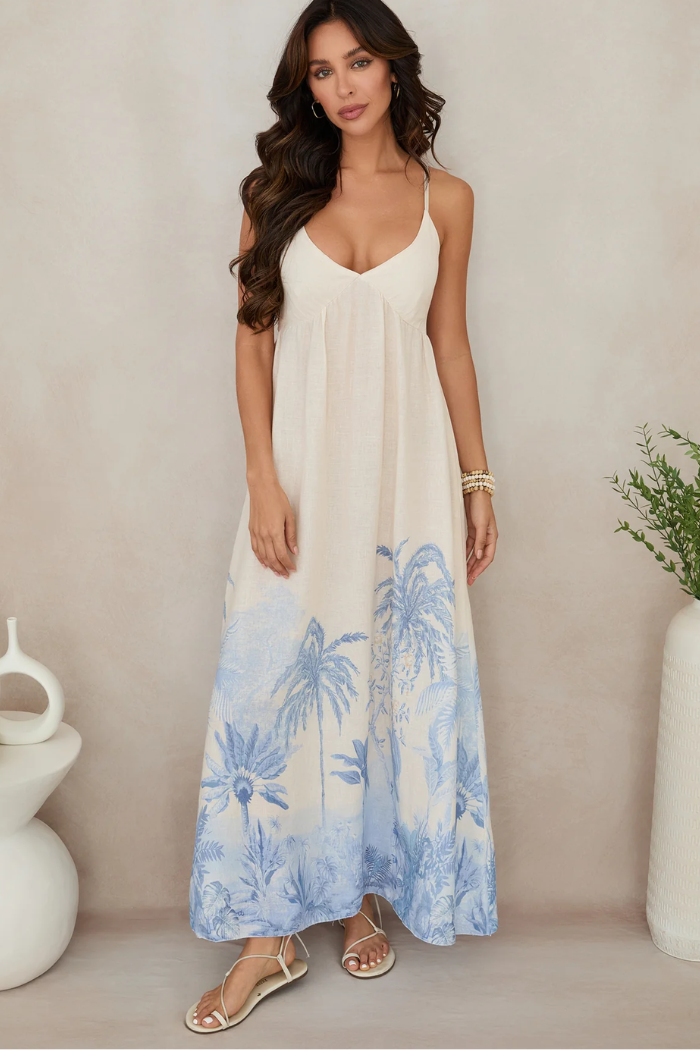 love tree maxi dress Palm Tree Smocked Maxi Dress