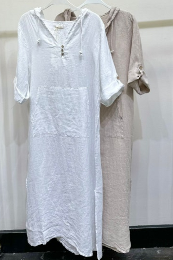 Linen Hooded Tunic Dress