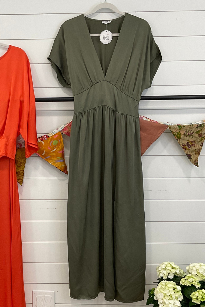 Ginger Satin Empire Line Maxi Dress